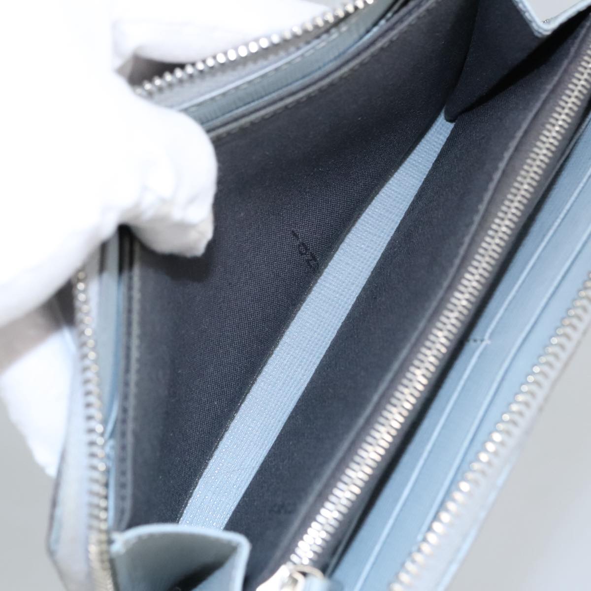 FENDI Wallet Leather Light Blue Silver hk1811