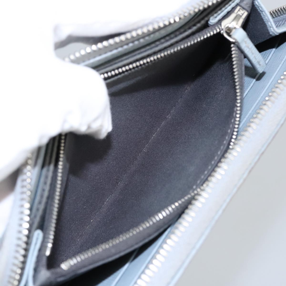 FENDI Wallet Leather Light Blue Silver hk1811