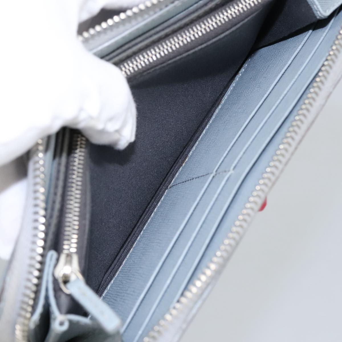 FENDI Wallet Leather Light Blue Silver hk1811