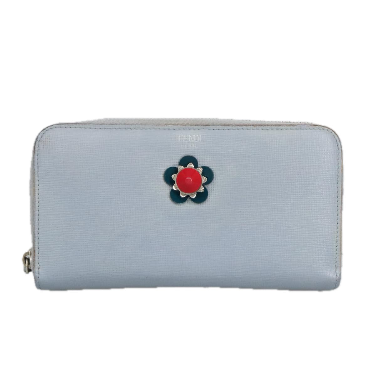 FENDI Wallet Leather Light Blue Silver hk1811