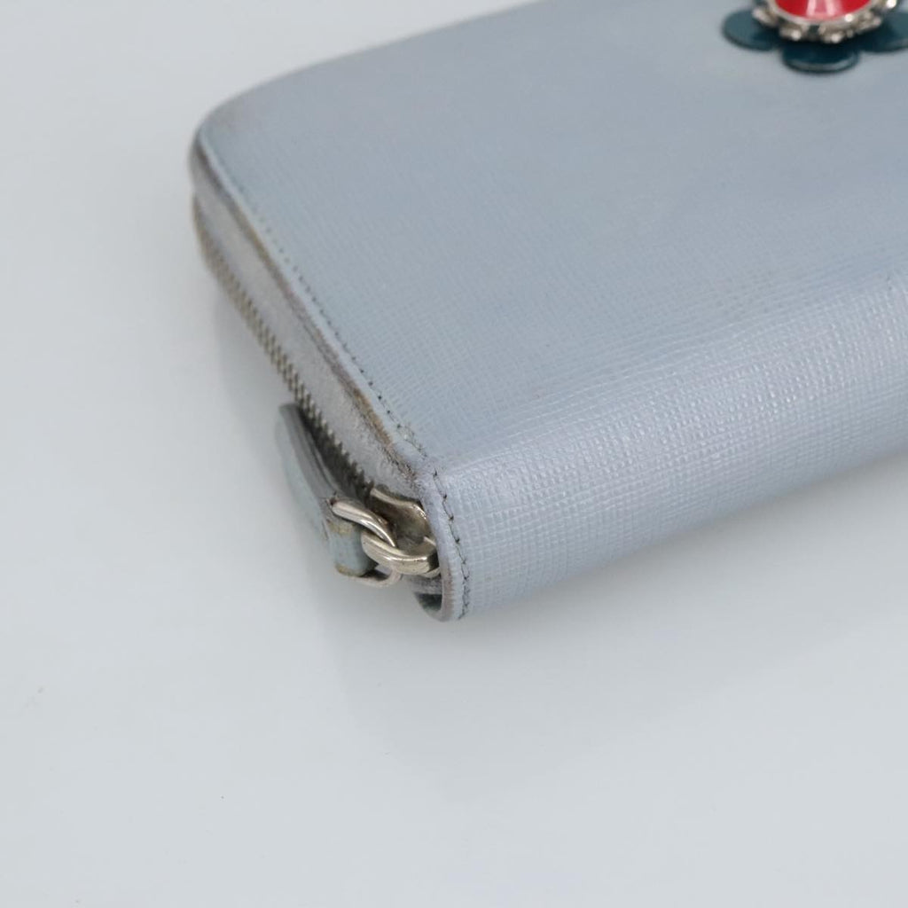 FENDI Wallet Leather Light Blue Silver hk1811
