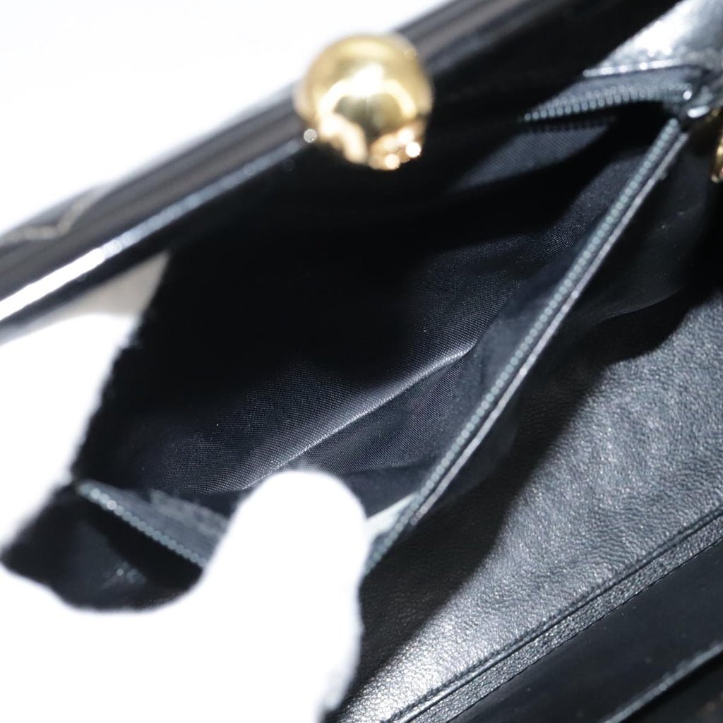 CHANEL Matelasse Chain Hand Bag Patent leather Black Gold CC hk1896