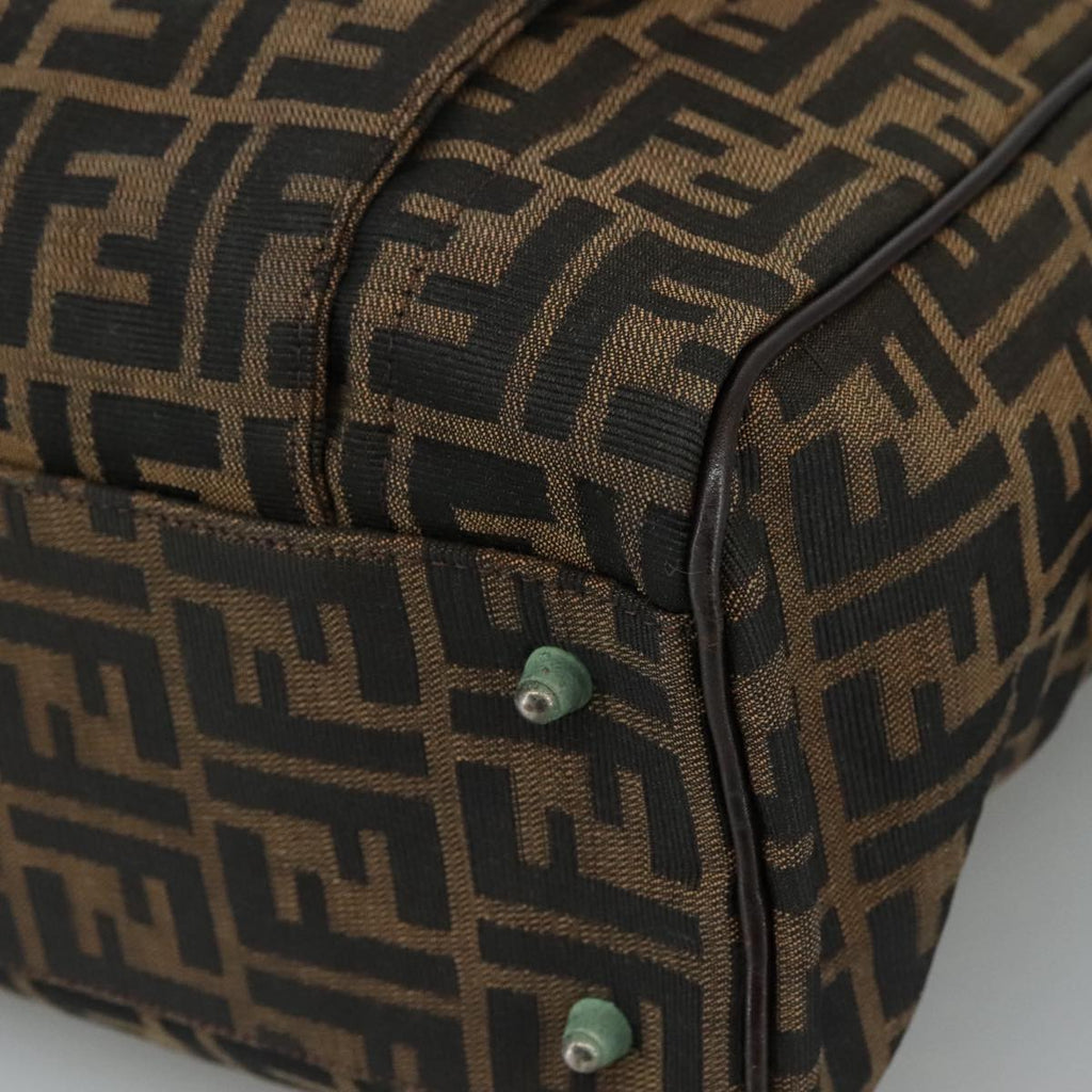 FENDI Zucca Canvas Hand Bag Brown Black hk1925