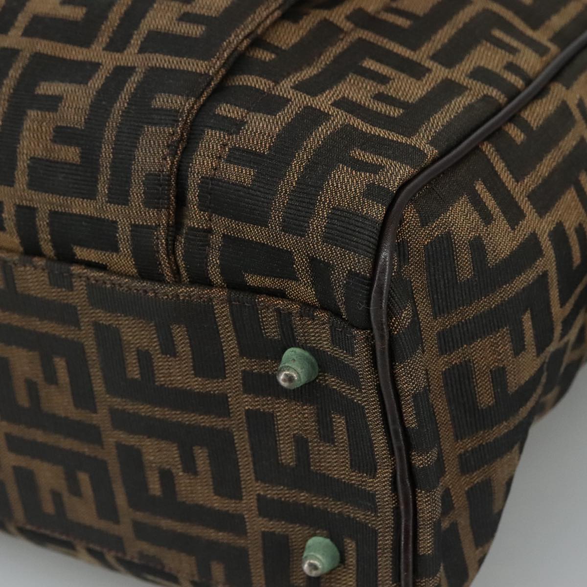 FENDI Zucca Canvas Hand Bag Brown Black hk1925
