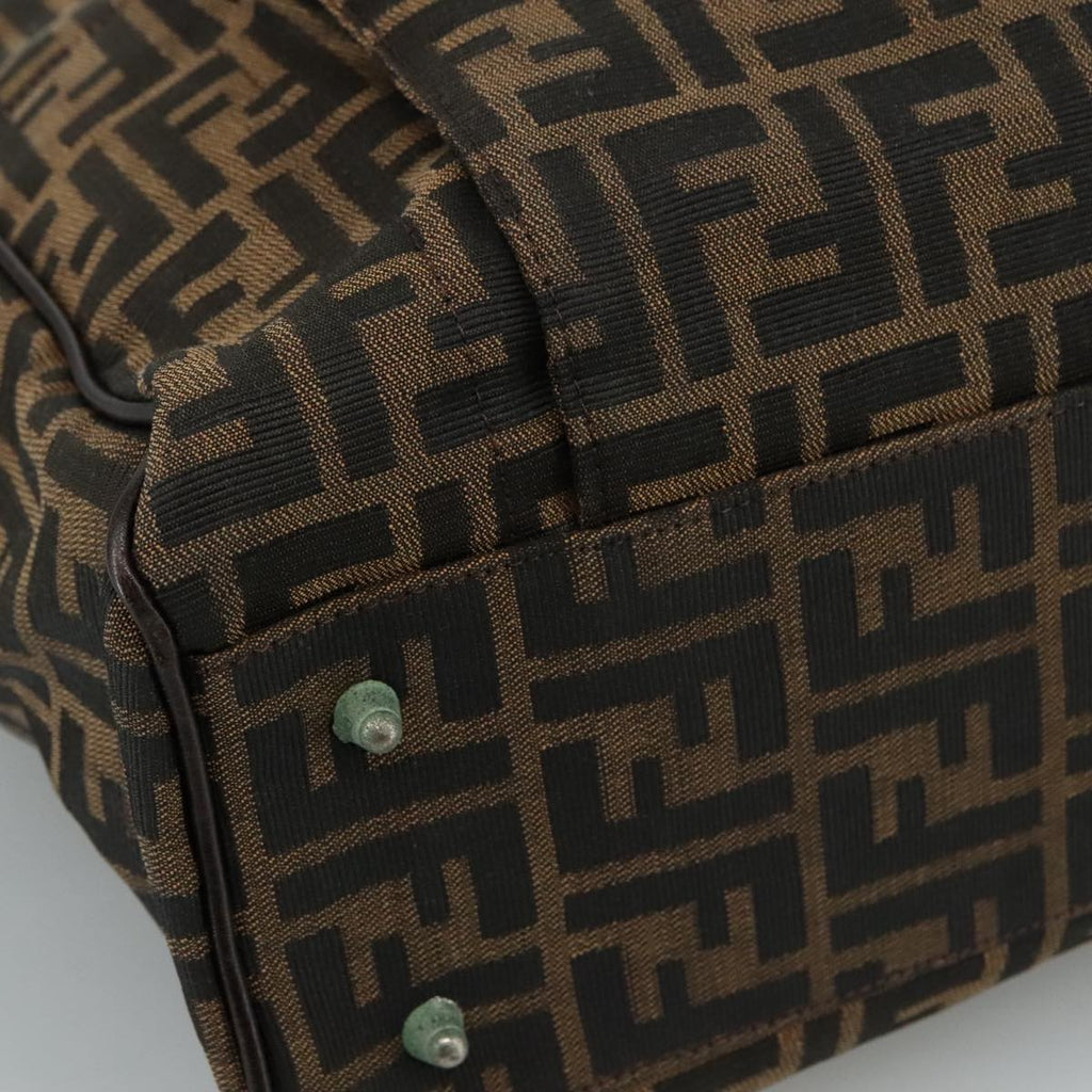 FENDI Zucca Canvas Hand Bag Brown Black hk1925