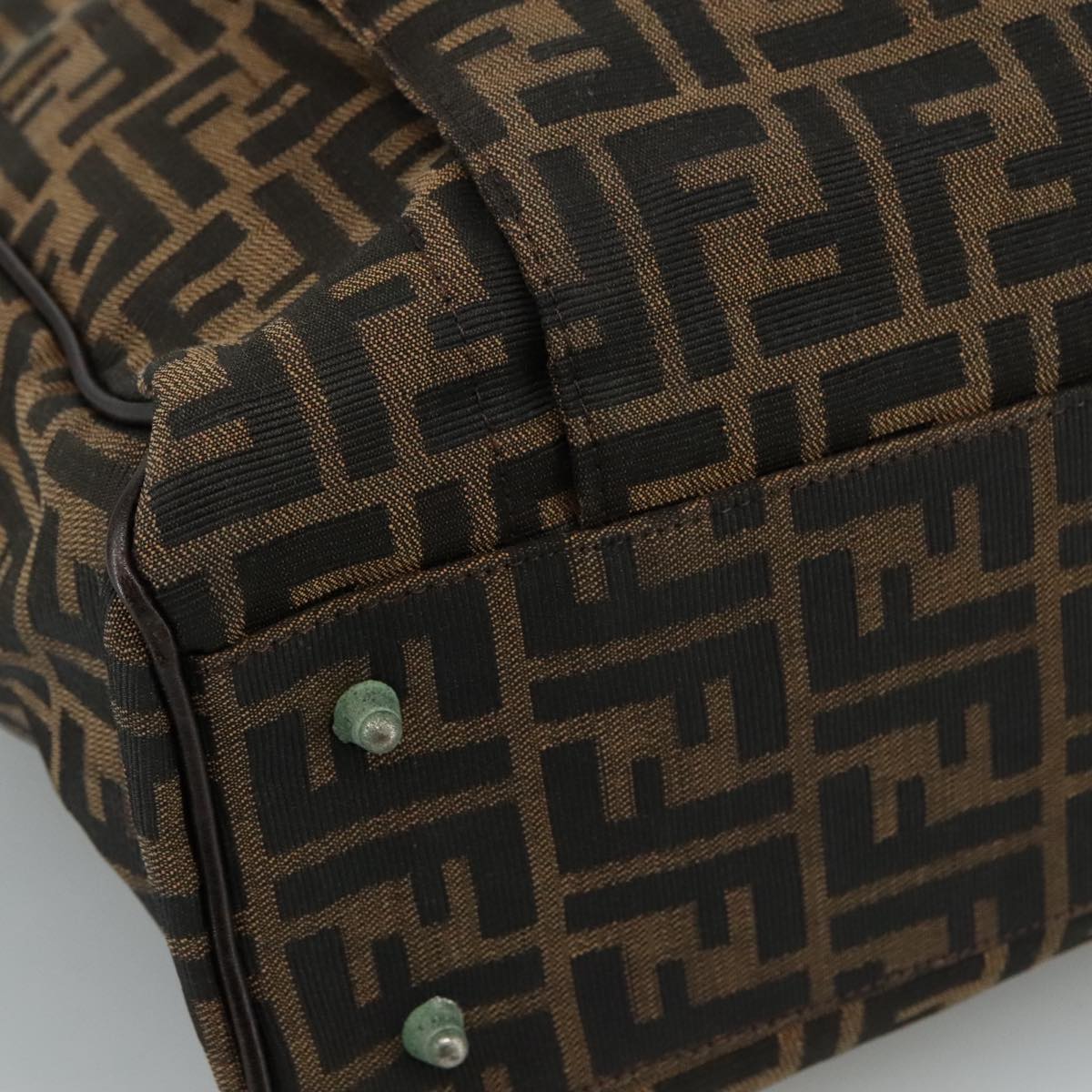 FENDI Zucca Canvas Hand Bag Brown Black hk1925