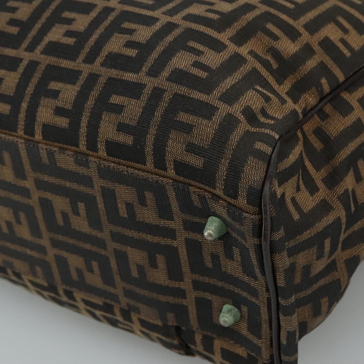 FENDI Zucca Canvas Hand Bag Brown Black hk1925