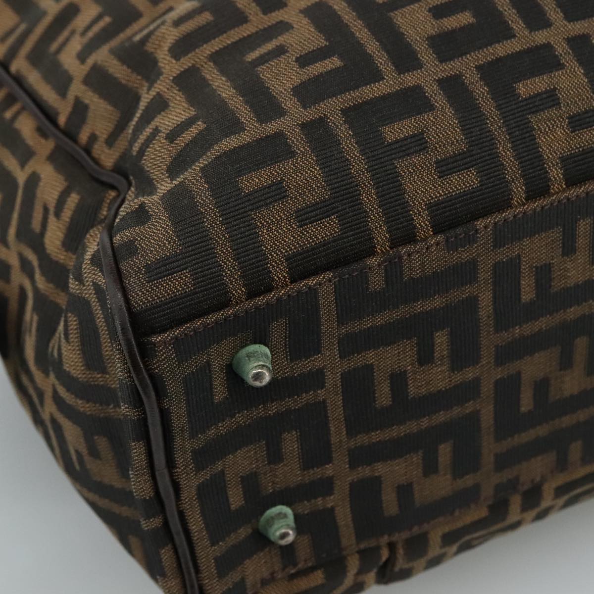 FENDI Zucca Canvas Hand Bag Brown Black hk1925
