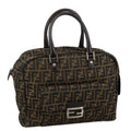 FENDI Zucca Canvas Hand Bag Brown Black hk1925