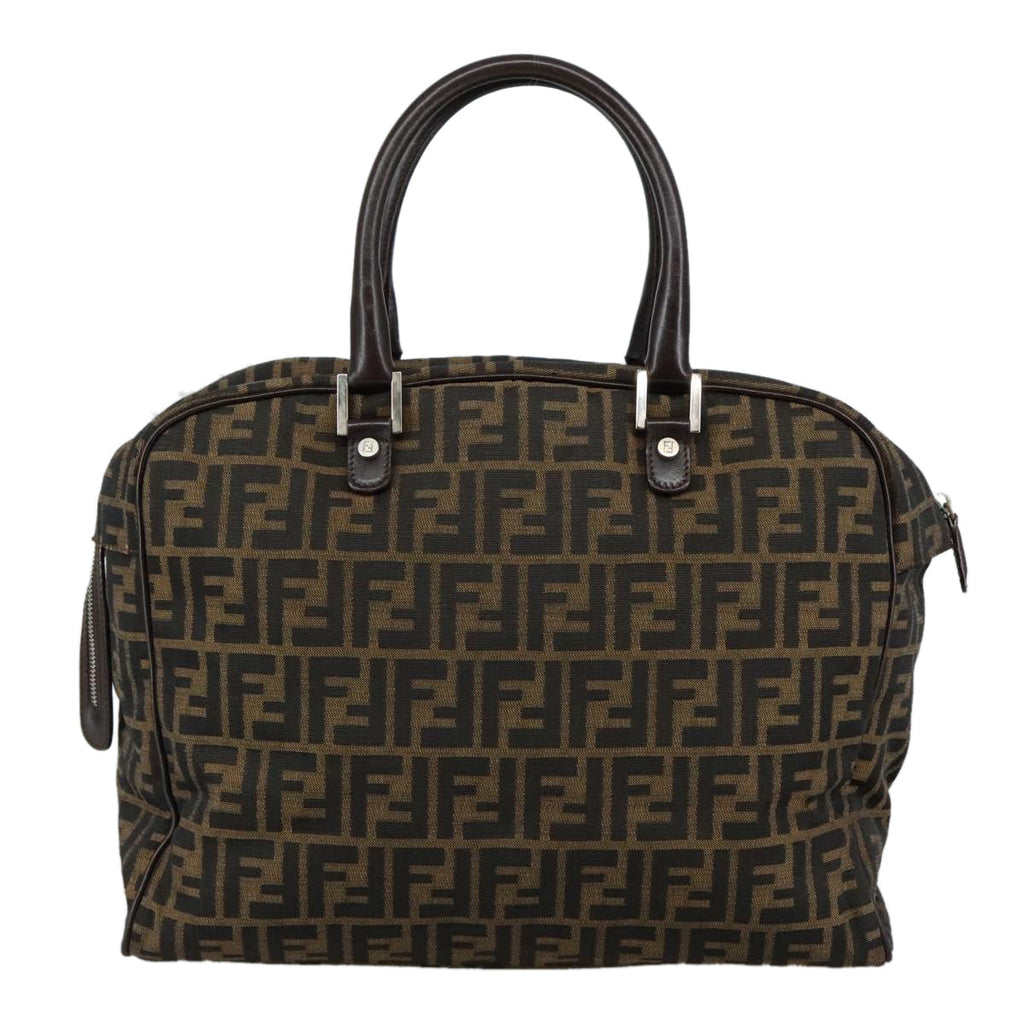 FENDI Zucca Canvas Hand Bag Brown Black hk1925