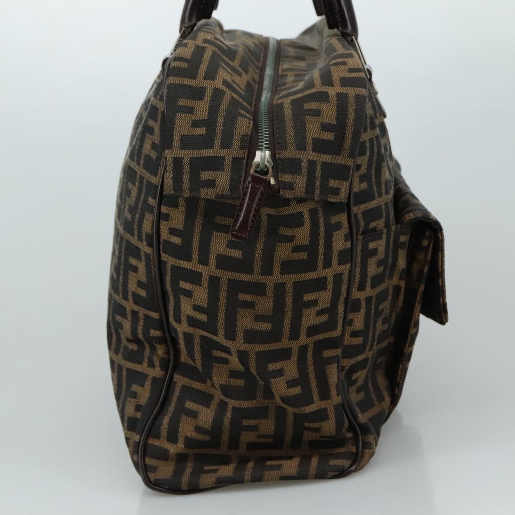 FENDI Zucca Canvas Hand Bag Brown Black hk1925