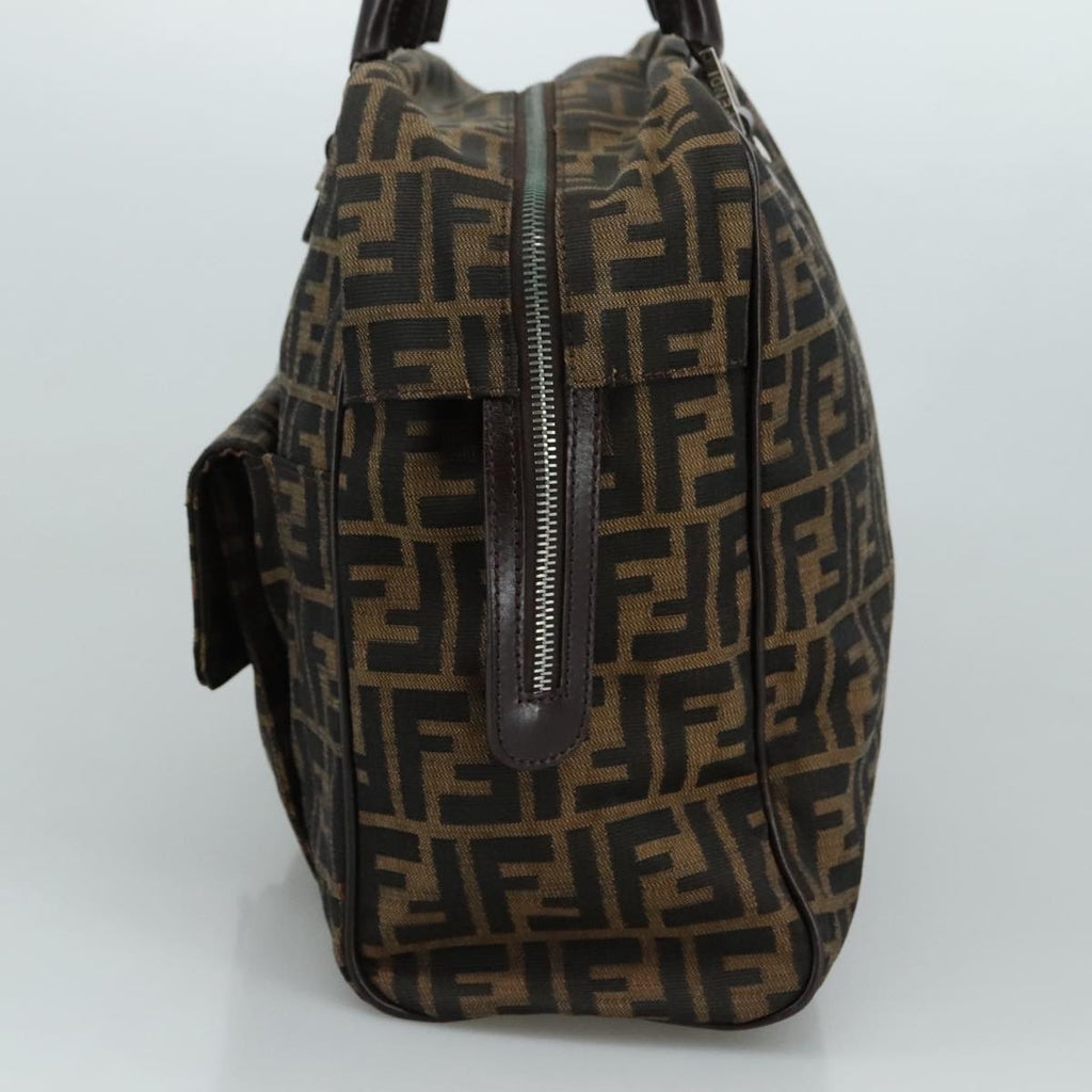 FENDI Zucca Canvas Hand Bag Brown Black hk1925