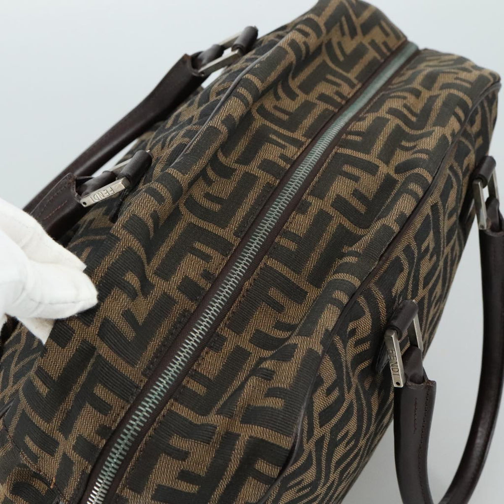 FENDI Zucca Canvas Hand Bag Brown Black hk1925