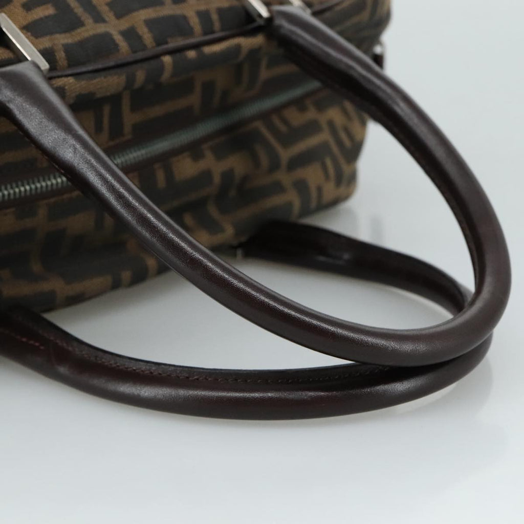 FENDI Zucca Canvas Hand Bag Brown Black hk1925