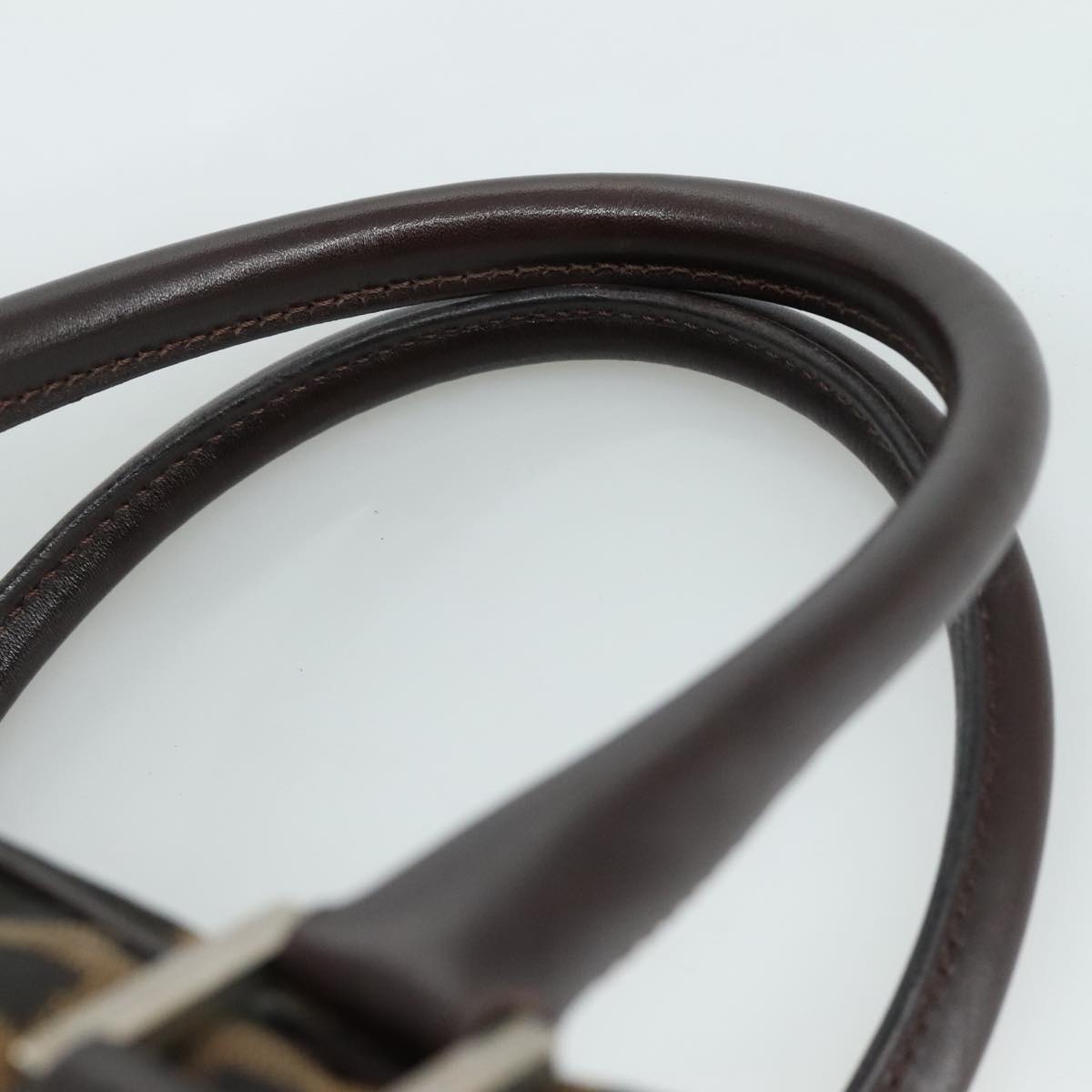 FENDI Zucca Canvas Hand Bag Brown Black hk1925