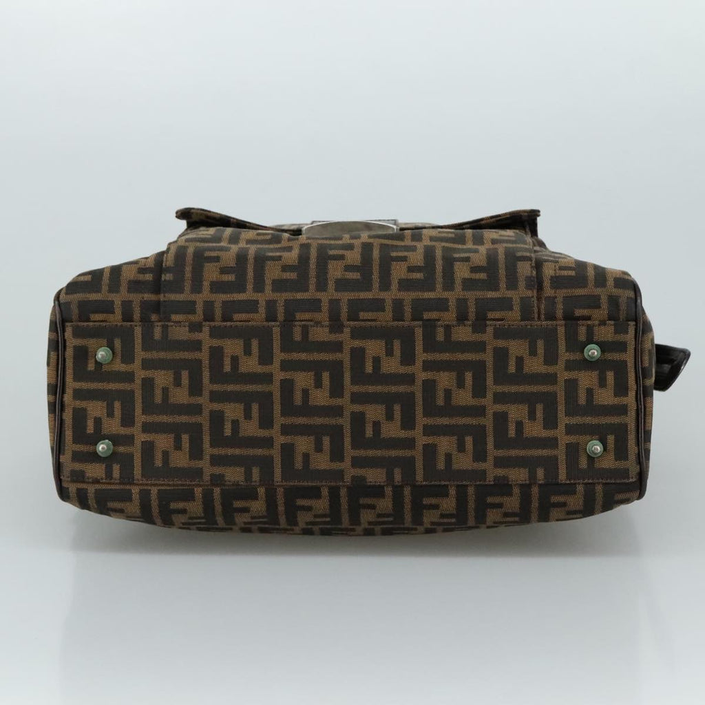 FENDI Zucca Canvas Hand Bag Brown Black hk1925