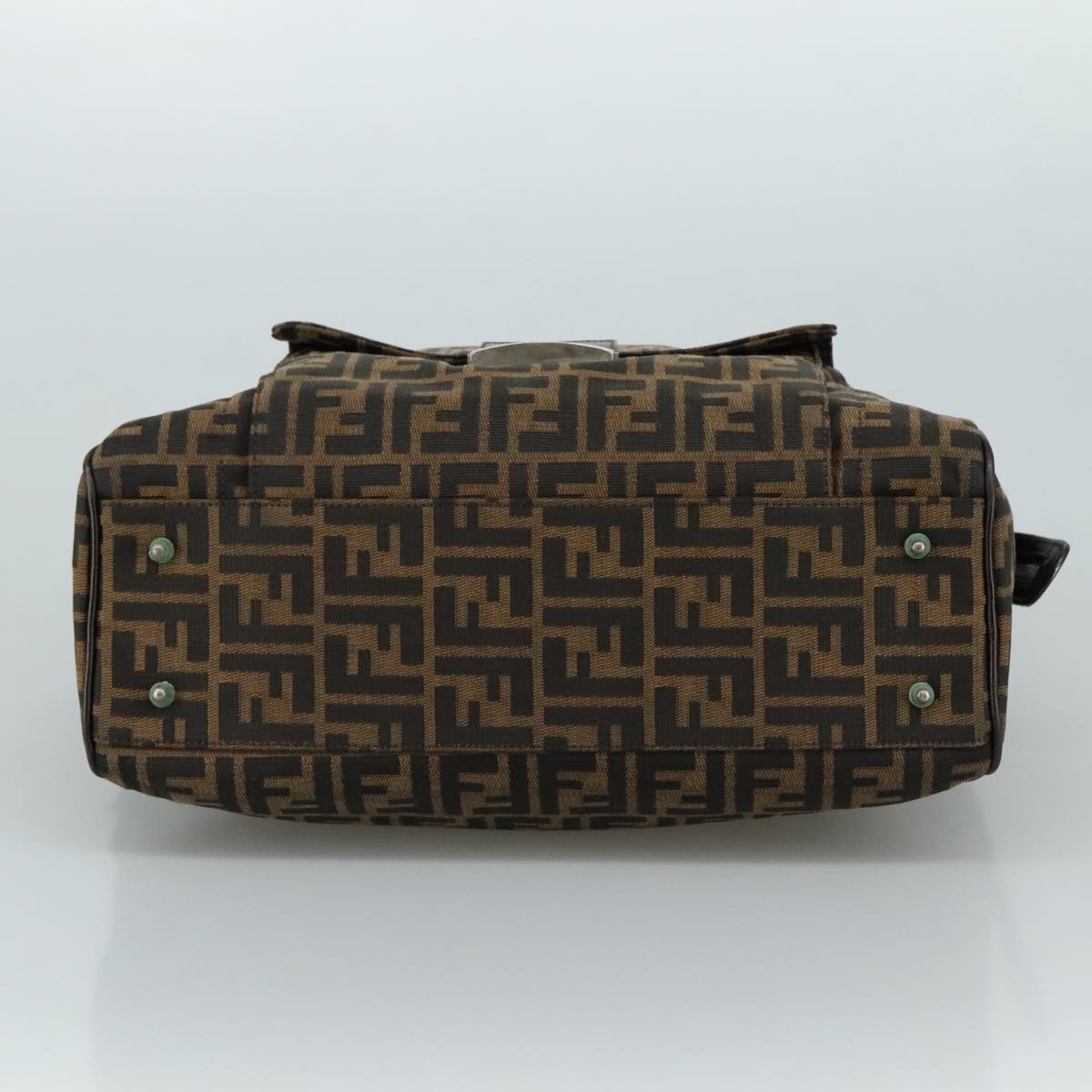 FENDI Zucca Canvas Hand Bag Brown Black hk1925