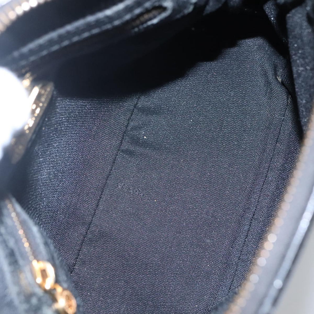 FENDI Hand Bag Leather 2way Black Gold hk1976