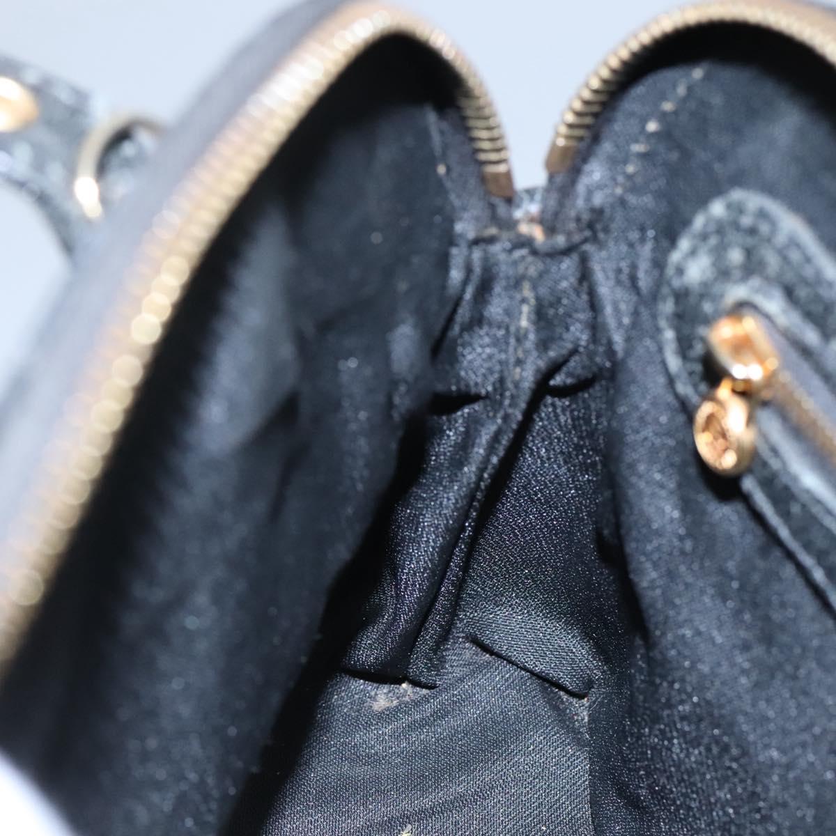 FENDI Hand Bag Leather 2way Black Gold hk1976