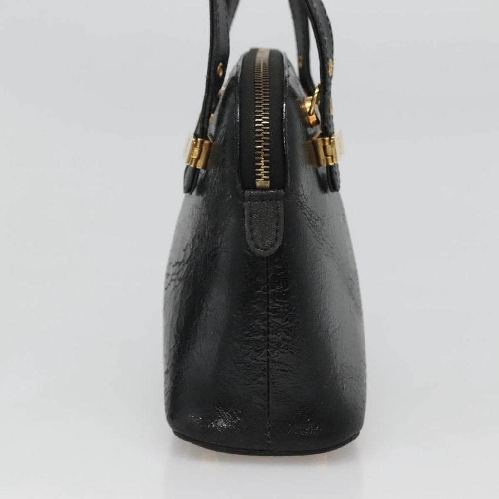 FENDI Hand Bag Leather 2way Black Gold hk1976