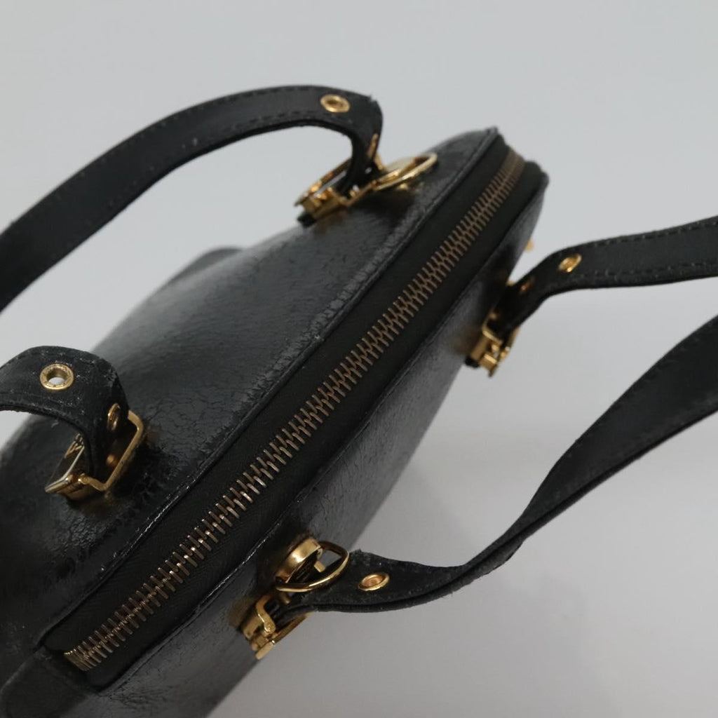 FENDI Hand Bag Leather 2way Black Gold hk1976