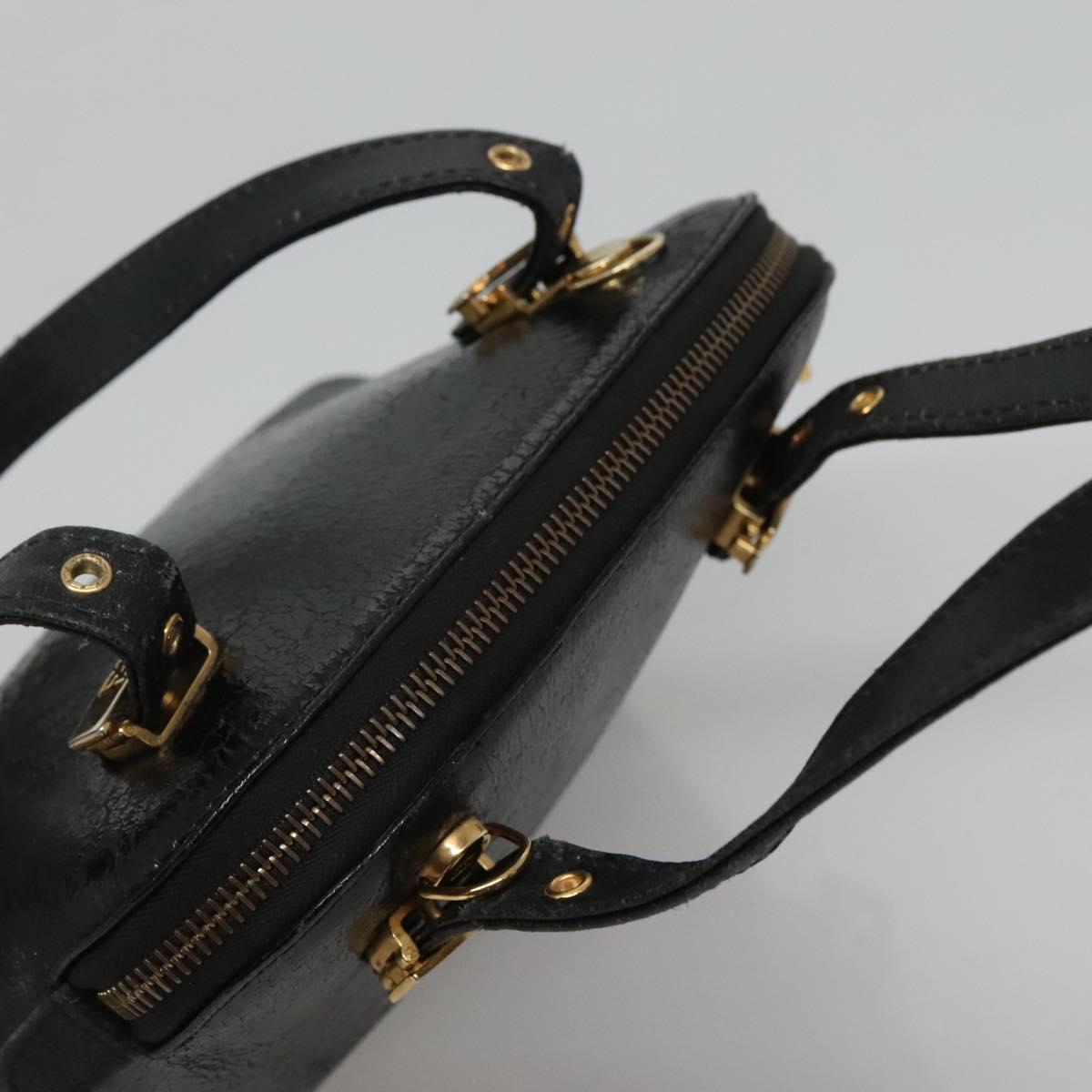 FENDI Hand Bag Leather 2way Black Gold hk1976