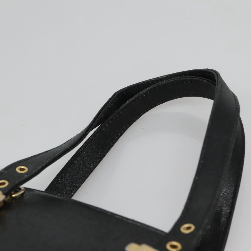 FENDI Hand Bag Leather 2way Black Gold hk1976