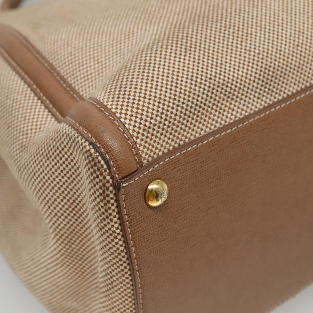 FENDI To joule Hand Bag Canvas 2way Gold Beige hk1977