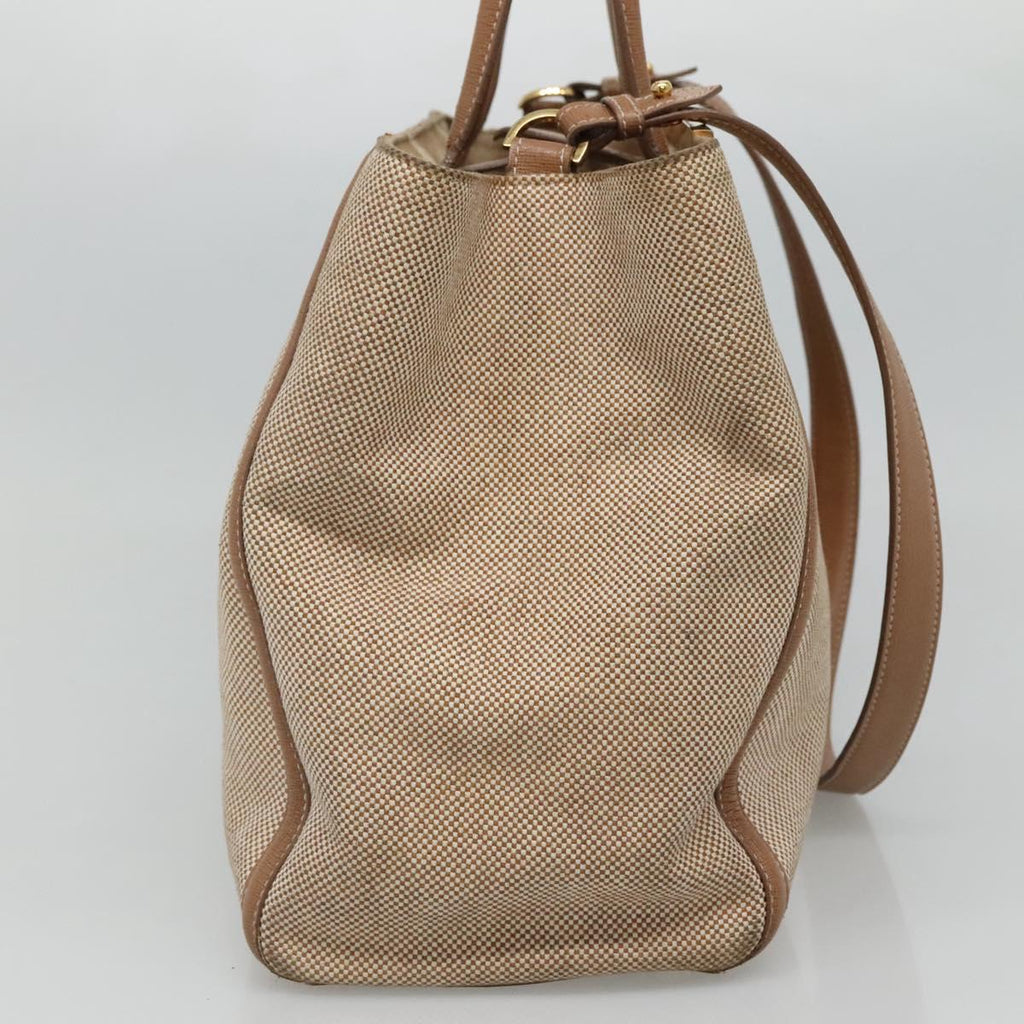 FENDI To joule Hand Bag Canvas 2way Gold Beige hk1977