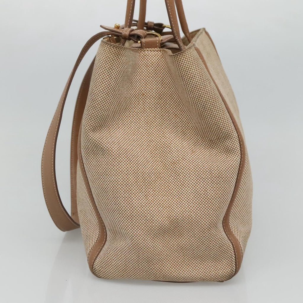 FENDI To joule Hand Bag Canvas 2way Gold Beige hk1977