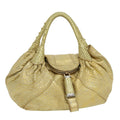 FENDI Spy Bag Zucca Canvas Shoulder Bag Leather Gold hk396