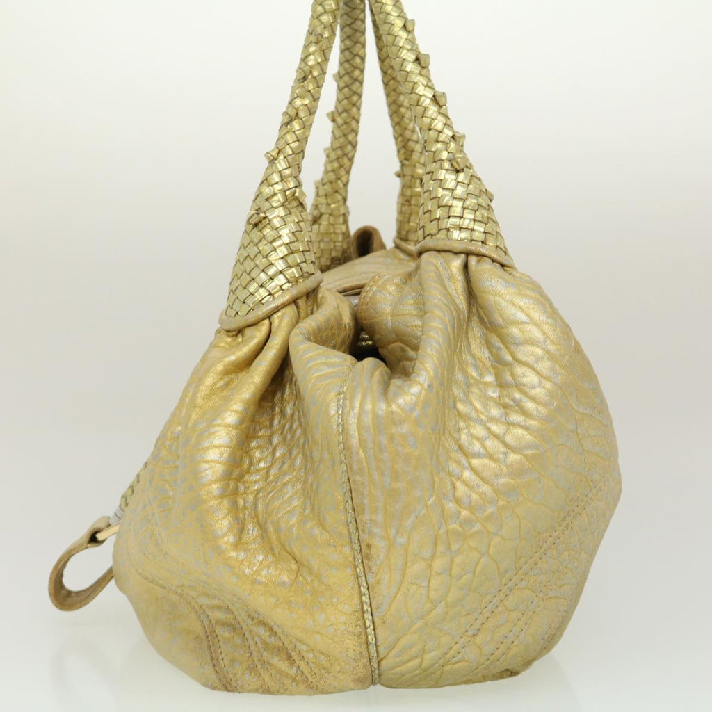 FENDI Spy Bag Zucca Canvas Shoulder Bag Leather Gold hk396