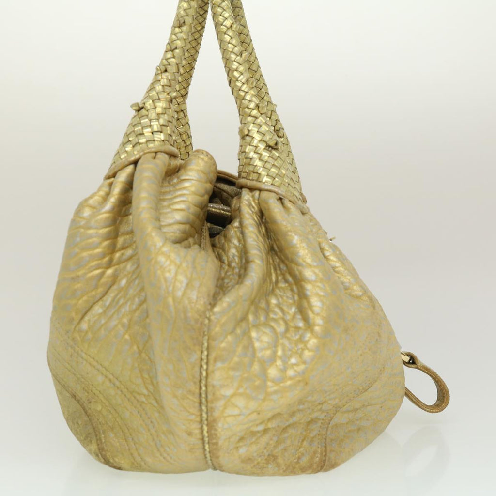 FENDI Spy Bag Zucca Canvas Shoulder Bag Leather Gold hk396