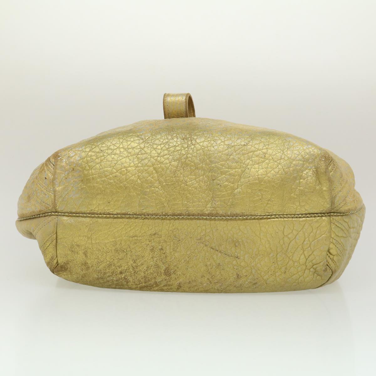 FENDI Spy Bag Zucca Canvas Shoulder Bag Leather Gold hk396