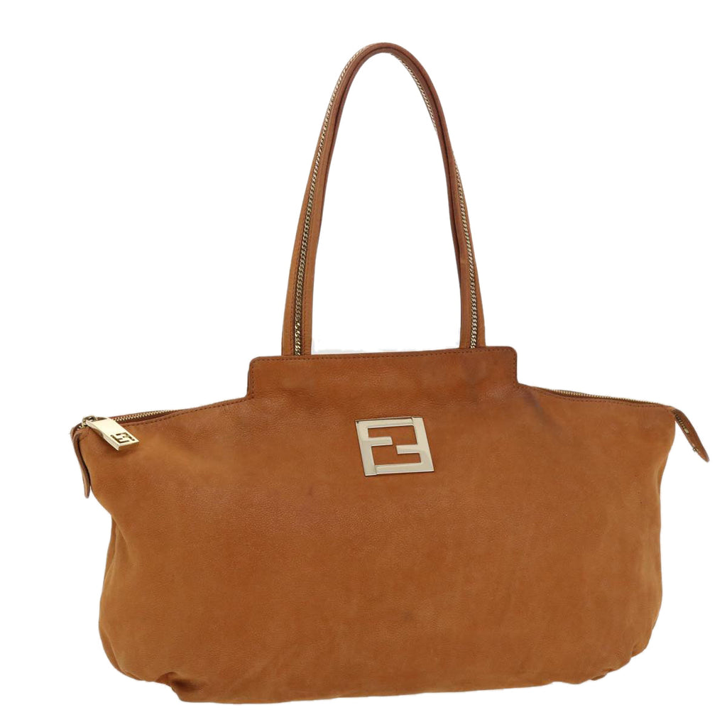 FENDI Tote Bag Leather Brown hk725