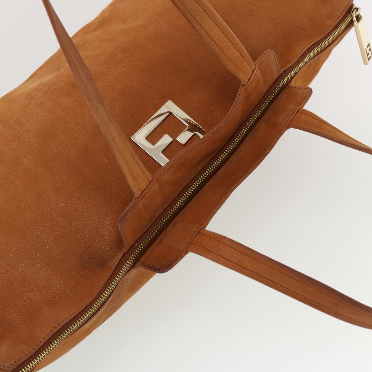 FENDI Tote Bag Leather Brown hk725