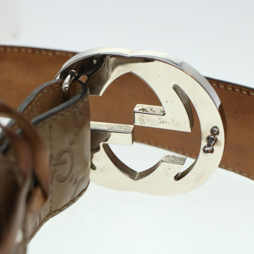 GUCCI GG Canvas Belt Leather 36.2""-43.3"" Brown 114984 hk727