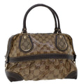GUCCI GG Canvas Hand Bag Coated Canvas Beige Dark Brown 223962 hk739
