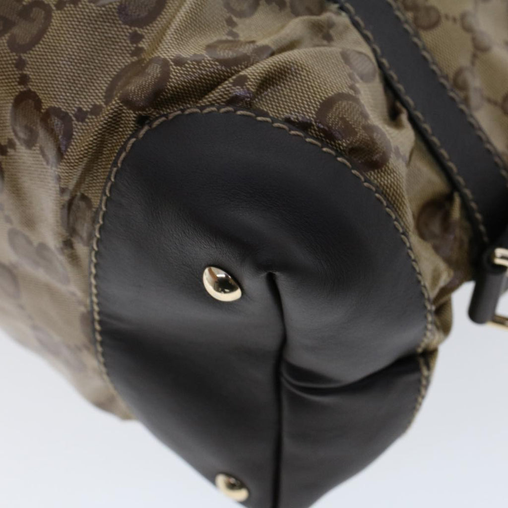 GUCCI GG Canvas Hand Bag Coated Canvas Beige Dark Brown 223962 hk739