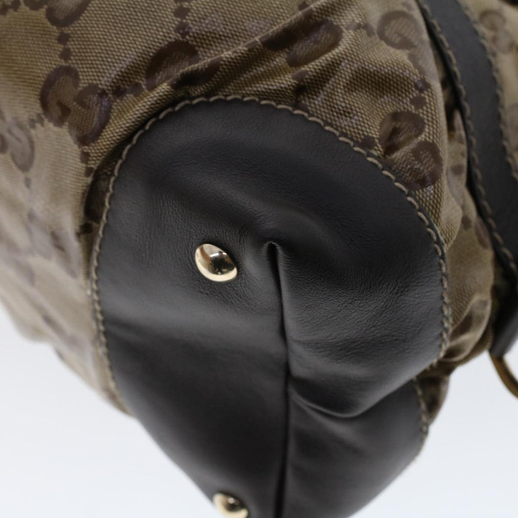 GUCCI GG Canvas Hand Bag Coated Canvas Beige Dark Brown 223962 hk739