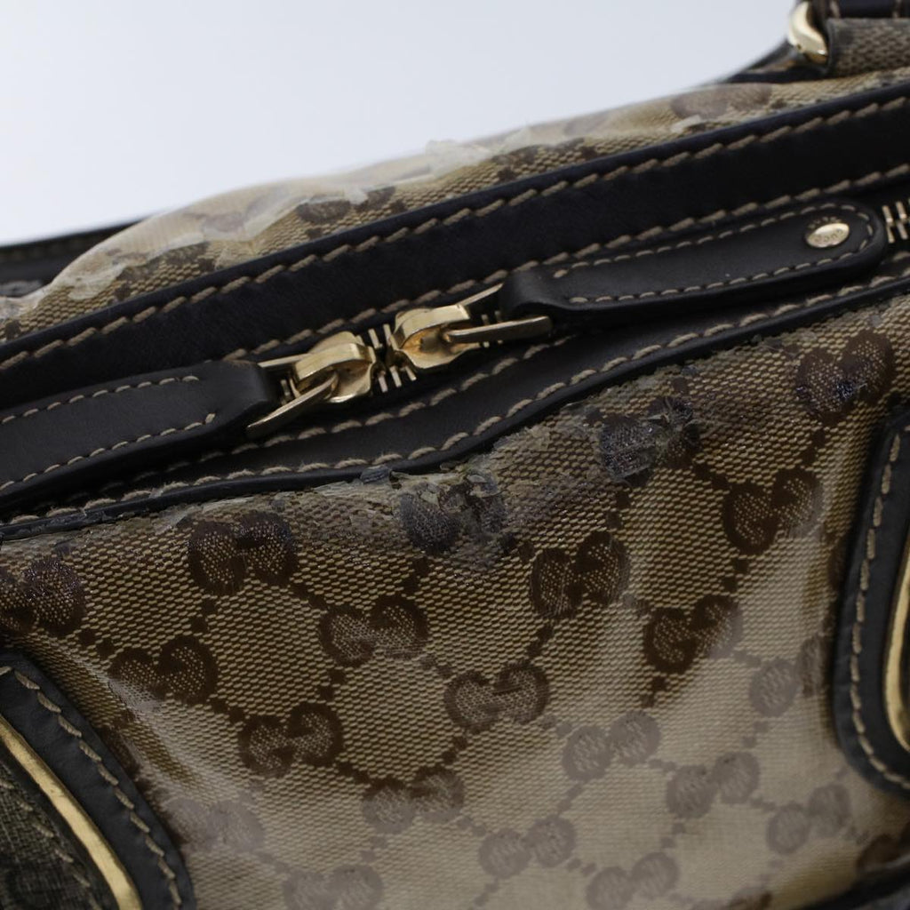 GUCCI GG Canvas Hand Bag Coated Canvas Beige Dark Brown 223962 hk739