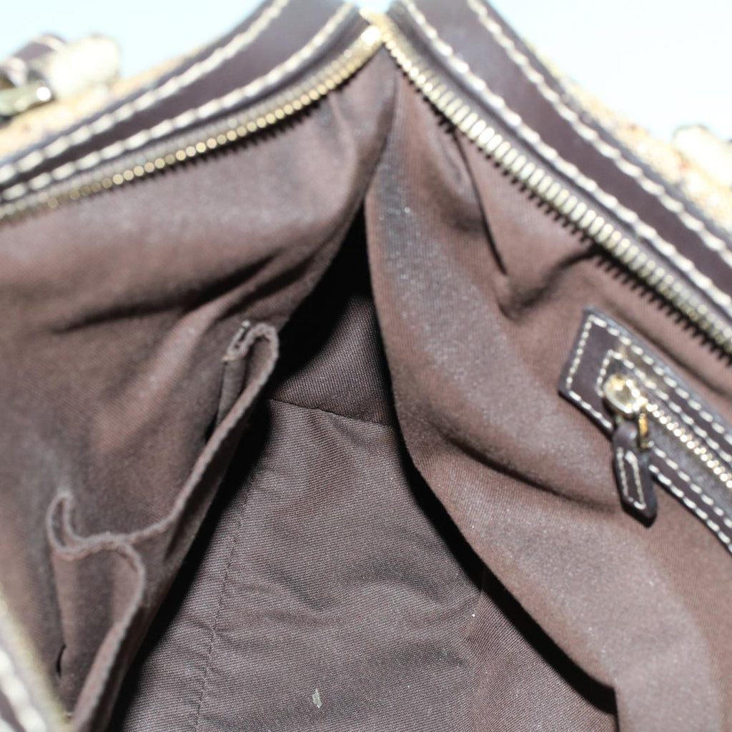 GUCCI GG Canvas Hand Bag Coated Canvas Beige Dark Brown 223962 hk739