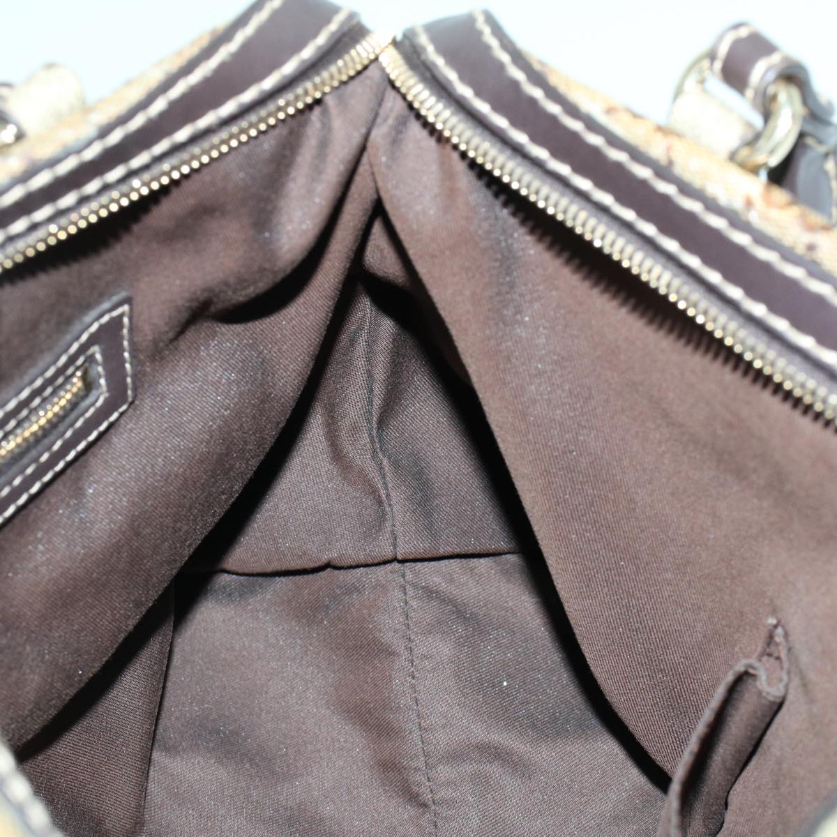 GUCCI GG Canvas Hand Bag Coated Canvas Beige Dark Brown 223962 hk739