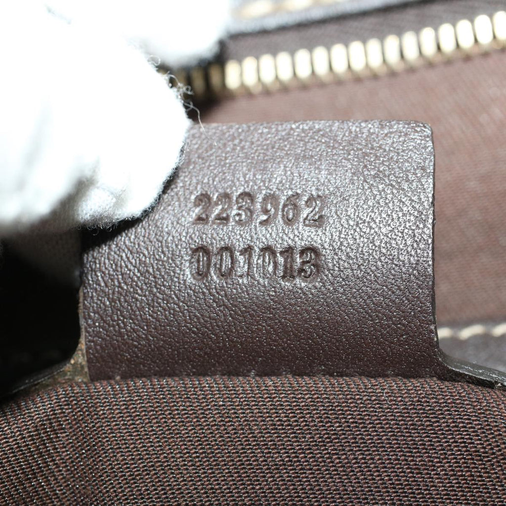 GUCCI GG Canvas Hand Bag Coated Canvas Beige Dark Brown 223962 hk739
