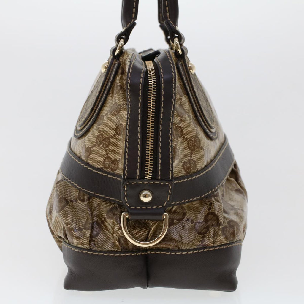 GUCCI GG Canvas Hand Bag Coated Canvas Beige Dark Brown 223962 hk739