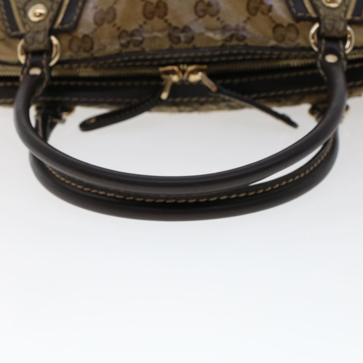 GUCCI GG Canvas Hand Bag Coated Canvas Beige Dark Brown 223962 hk739