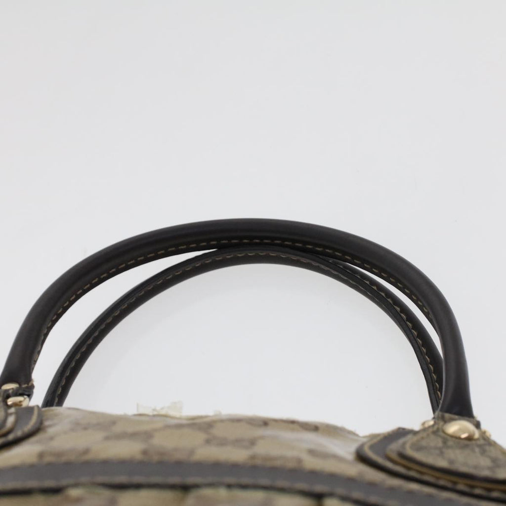 GUCCI GG Canvas Hand Bag Coated Canvas Beige Dark Brown 223962 hk739