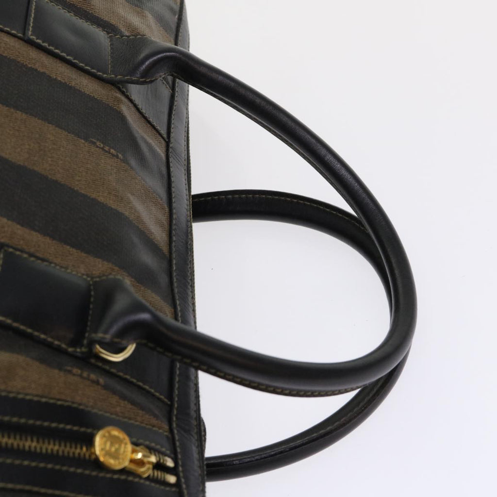 FENDI Pecan Canvas Hand Bag Boston Bag Coated Canvas 2Set Brown Black hk751