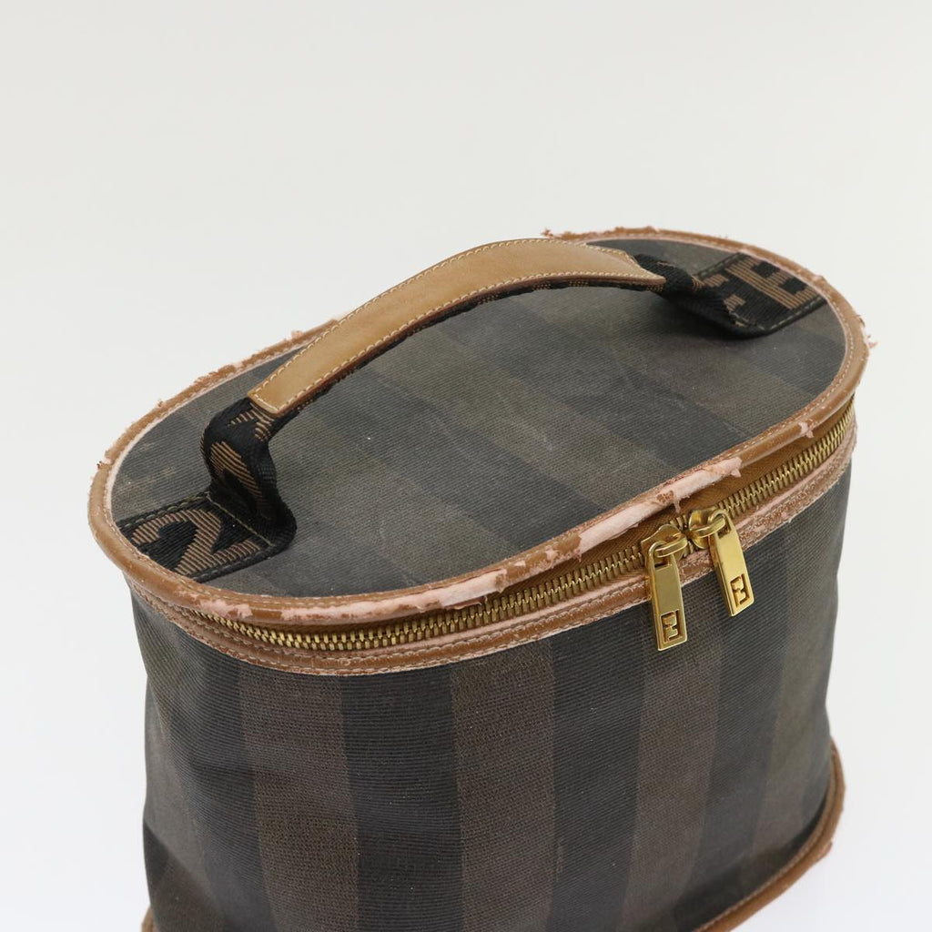 FENDI Pecan Canvas Hand Bag Boston Bag Coated Canvas 2Set Brown Black hk751