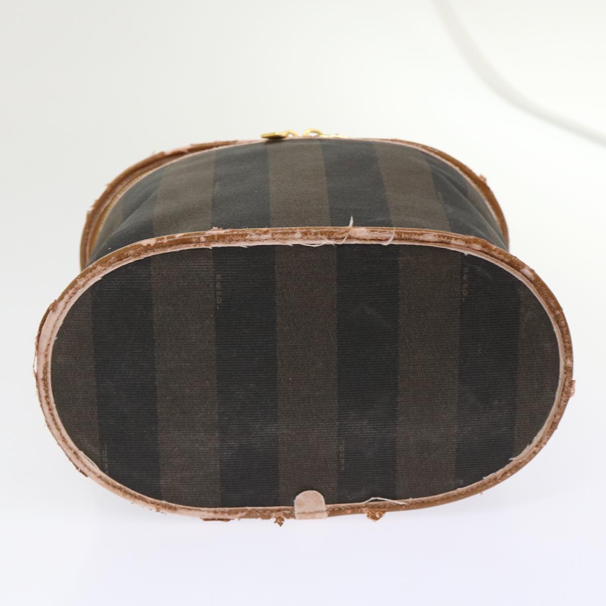 FENDI Pecan Canvas Hand Bag Boston Bag Coated Canvas 2Set Brown Black hk751
